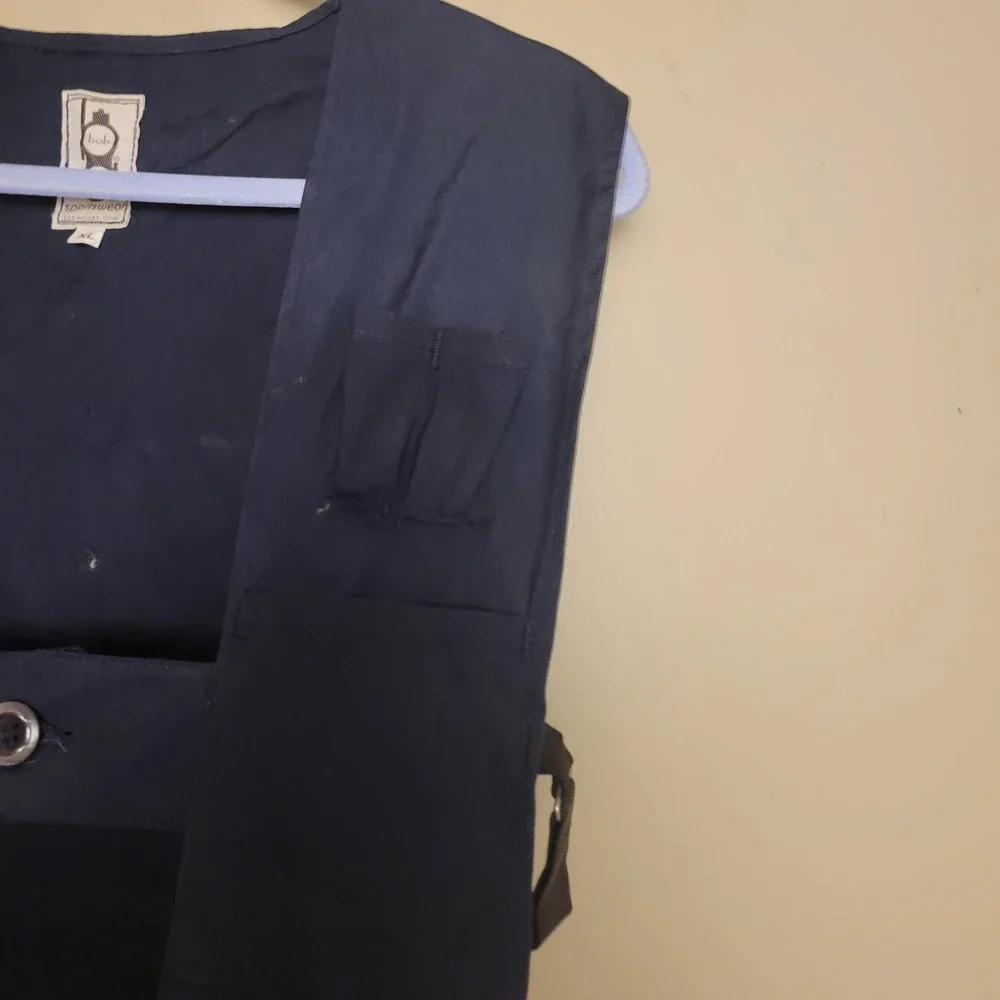 Bob Allen Shooting Vest Mens XL Navy Blue Excellent Utility Hunting Trap Skeet